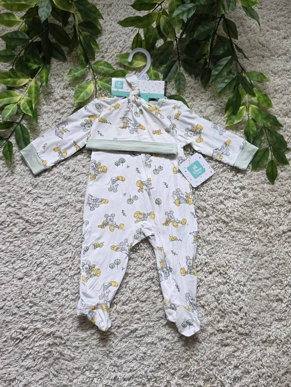 Baby Boy Mickey Mouse & Pluto Sleeper + Beanie (0-3 Months)